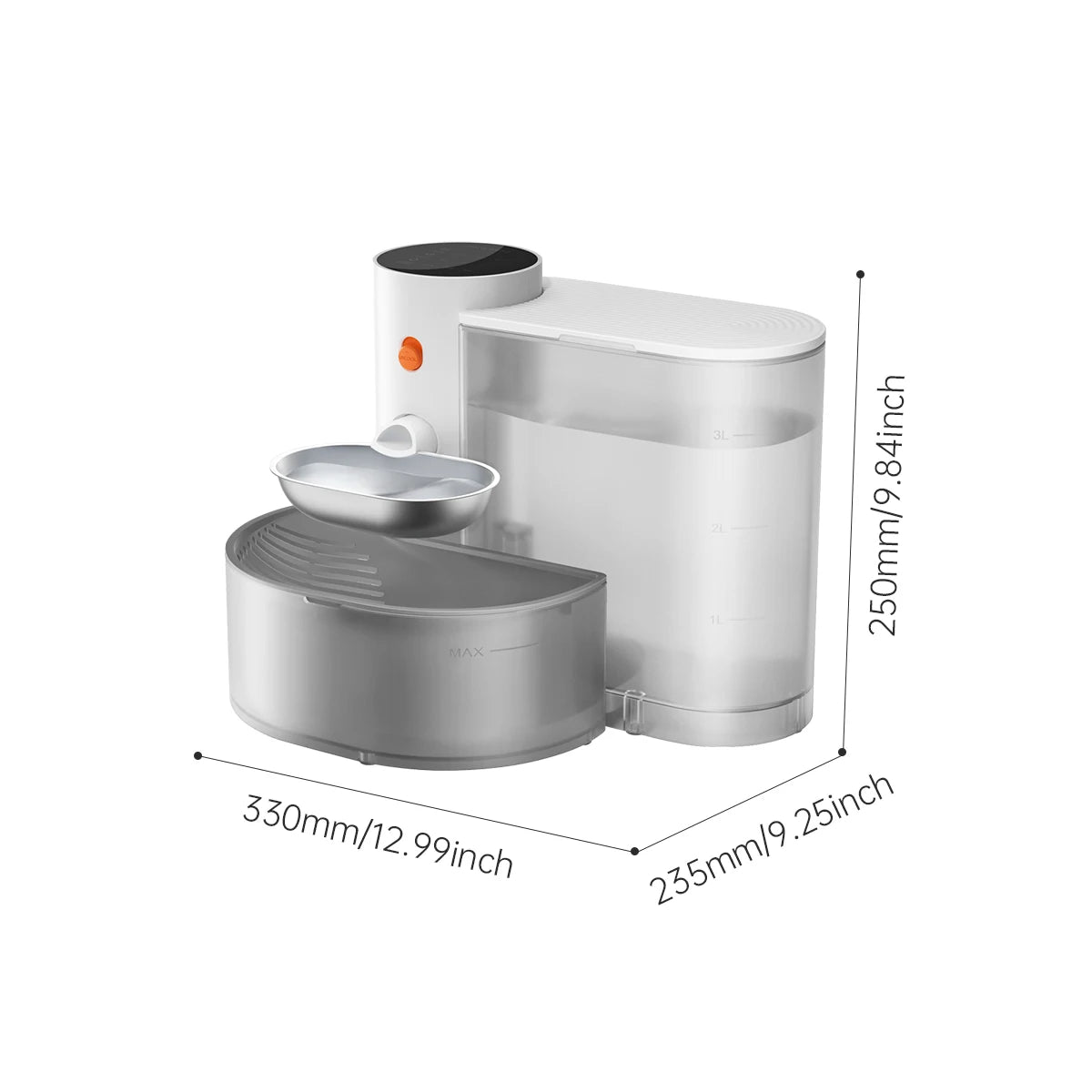 Booteely Stainless Steel Pet Water Dispenser Wireless Drinking Bowl Cats