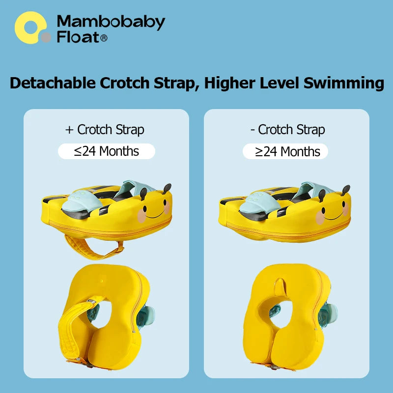 Mambobaby Float with Crotch Support 98% UV Protection Canopy Skin-friendly Baby Swim Ring Toddler Pool Float Infant Swim Circle