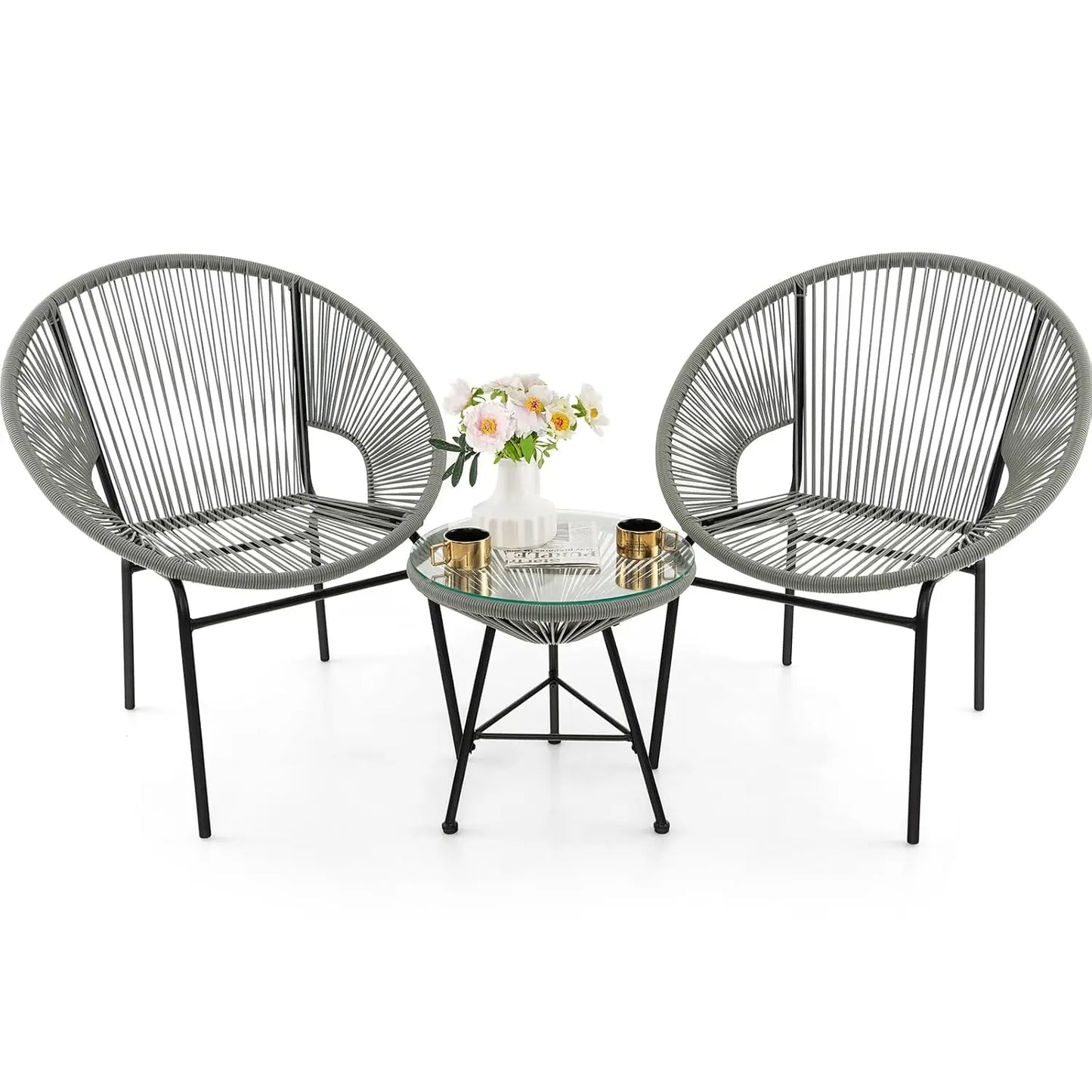 Outdoor Patio Furniture Set Acapulco Chairs With Tempered Glass Table