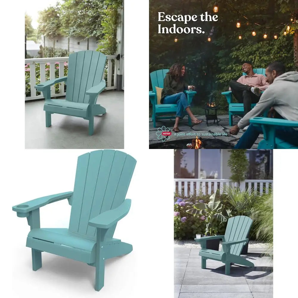 Outdoor Resin Patio Chairs With Cup Holder For Beach Pool