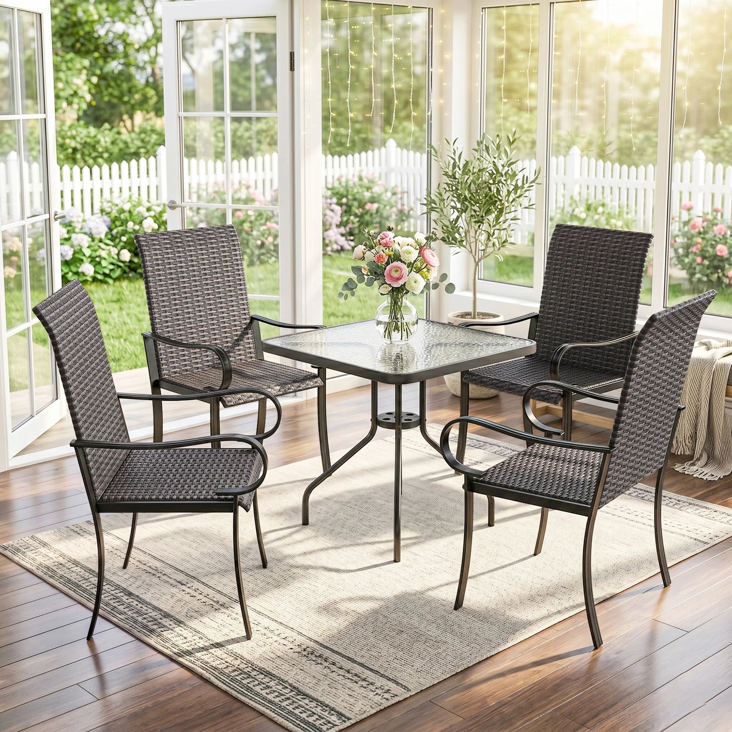 Outdoor Wicker Dining Chairs Set of 4