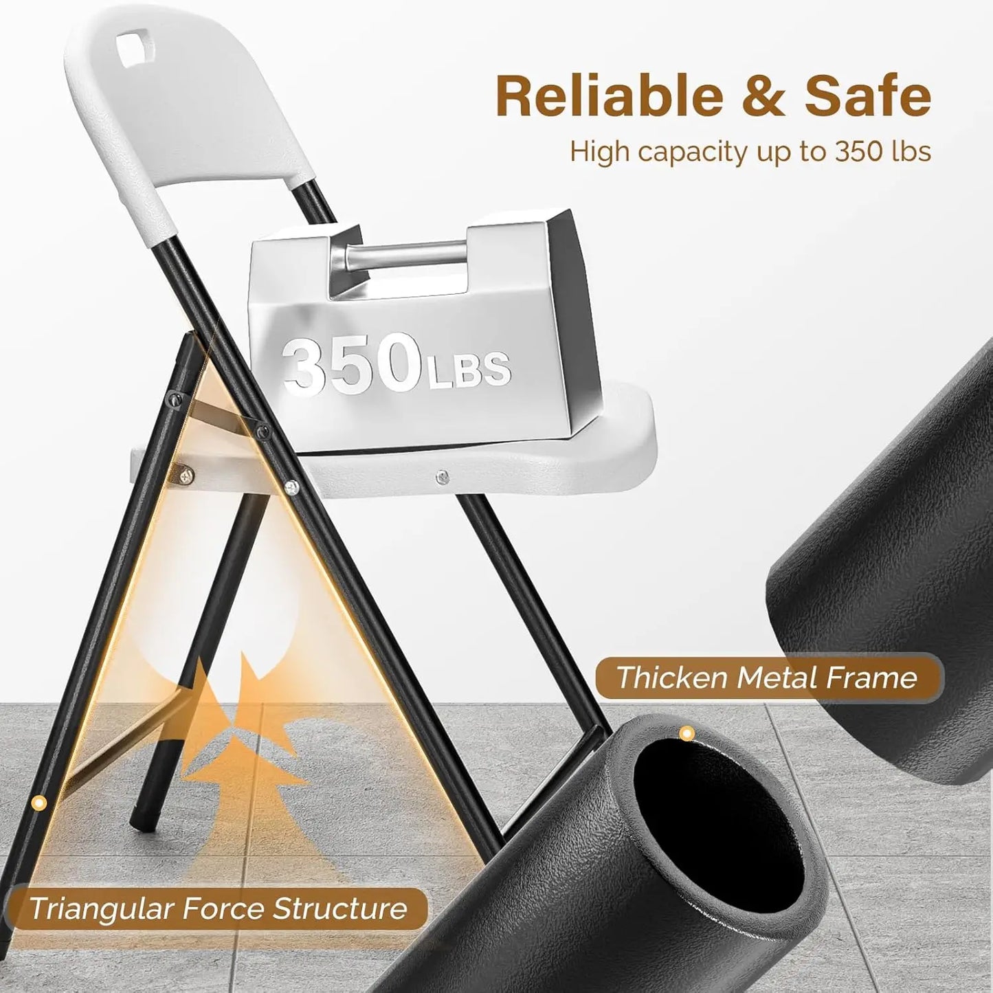Plastic Folding Chairs With Portable Sturdy Steel Frame Indoor Outdoor