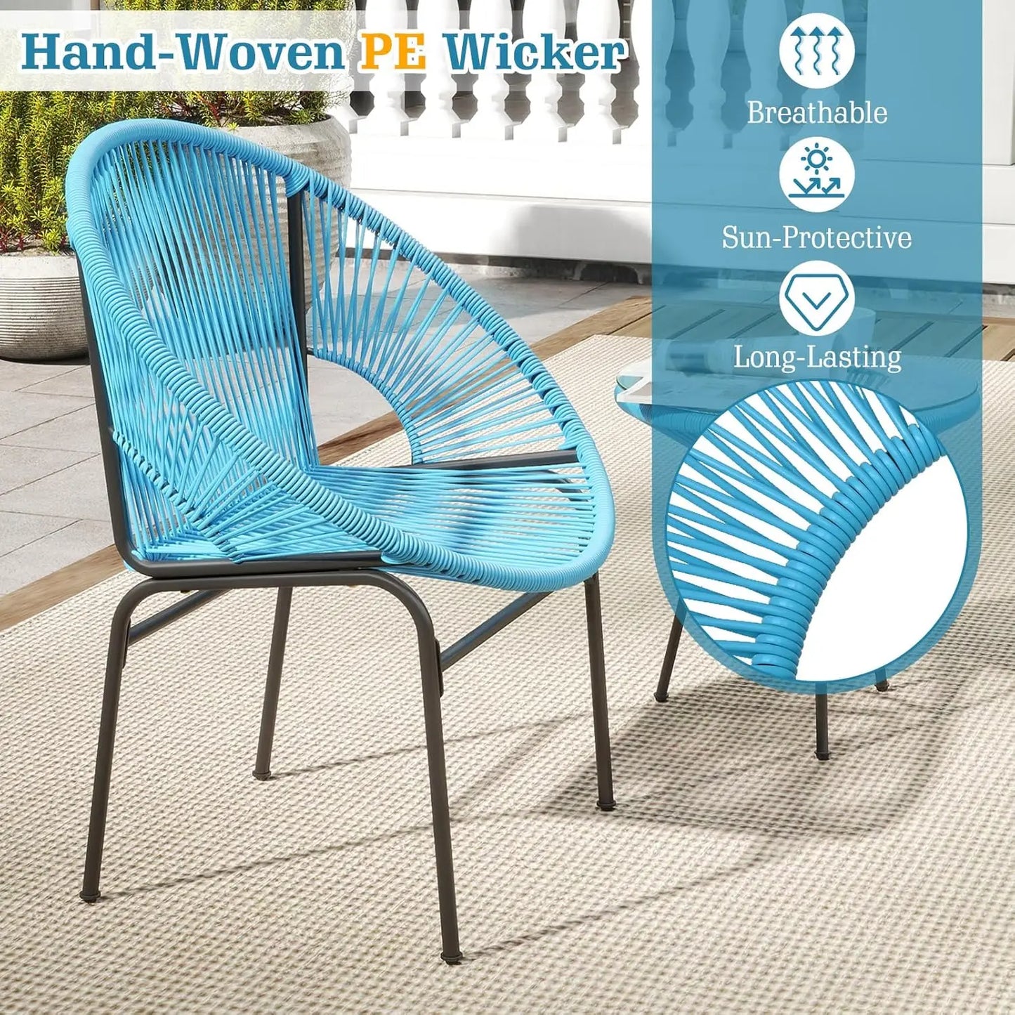 Outdoor Patio Furniture Set Acapulco Chairs With Tempered Glass Table