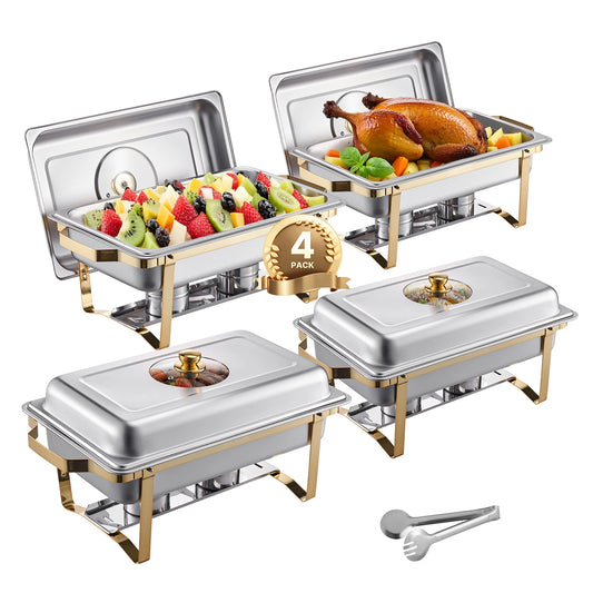 SucceBuy Stainless Steel Chafing Dish Buffet Set With Food Pans