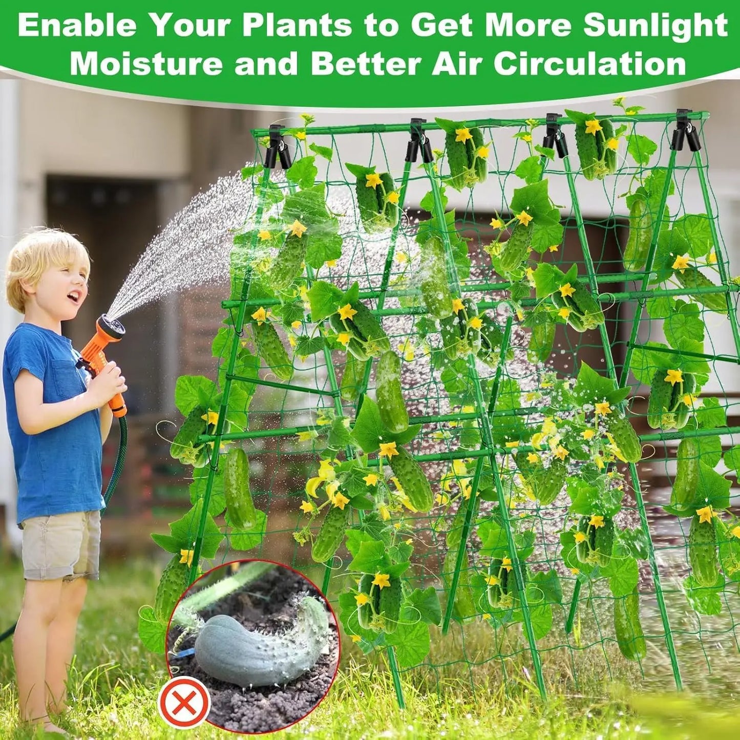 HiMISS Raised Bed Trellis A-Frame Garden Netting for Climbing Vegetables