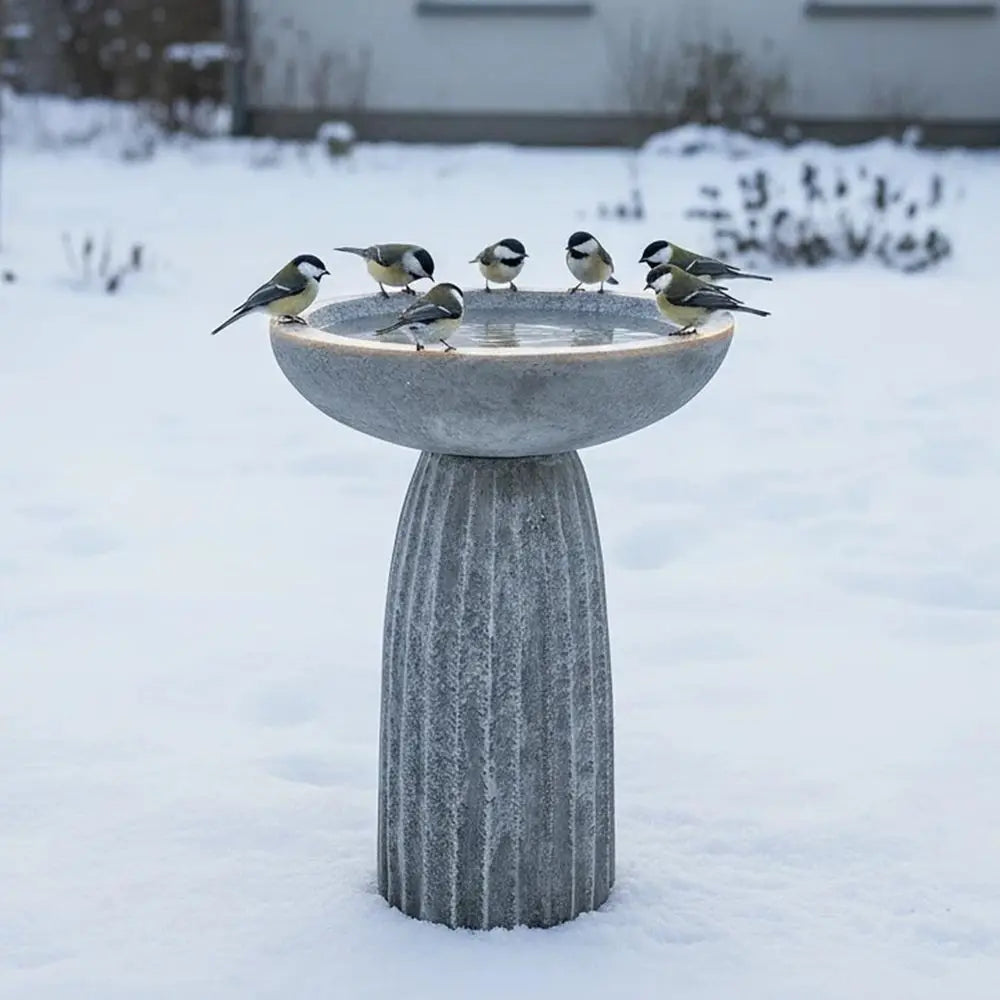 Fiber Reinforced Concrete Bird Bath With Textured Pedestal Outdoor Decor