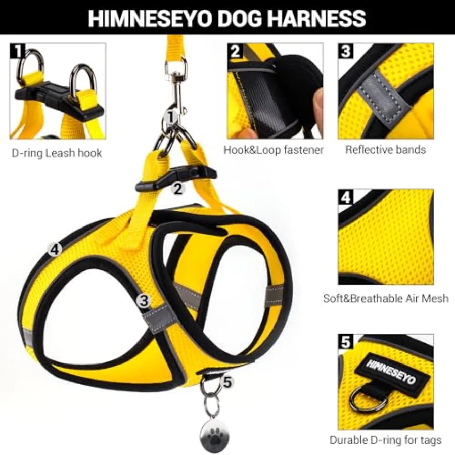 Dog Harness And Leash Set No Pull Reflective Breathable Vest