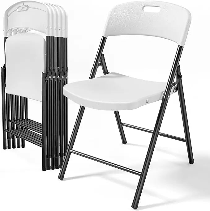 Plastic Folding Chairs With Portable Sturdy Steel Frame Indoor Outdoor