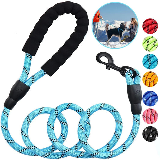 Nylon Reflective Foam Handle Leash For All Dogs Non Slip Adjustable