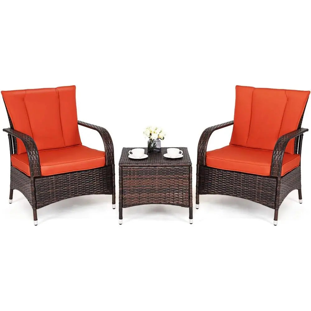 Wicker Outdoor Patio Set With Glass Top Coffee Table