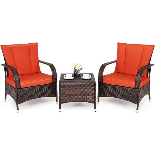 Wicker Outdoor Patio Set With Glass Top Coffee Table