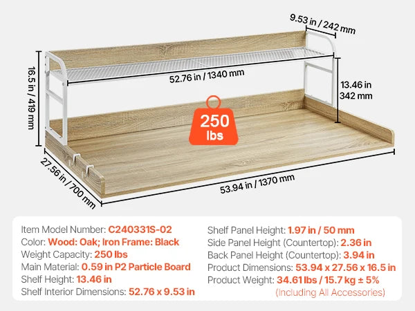 SucceBuy Washer Dryer Countertop w/ Drawer Shelf Wooden Washer and Dryer Countertop Laundry Topper for Laundry Room Organization
