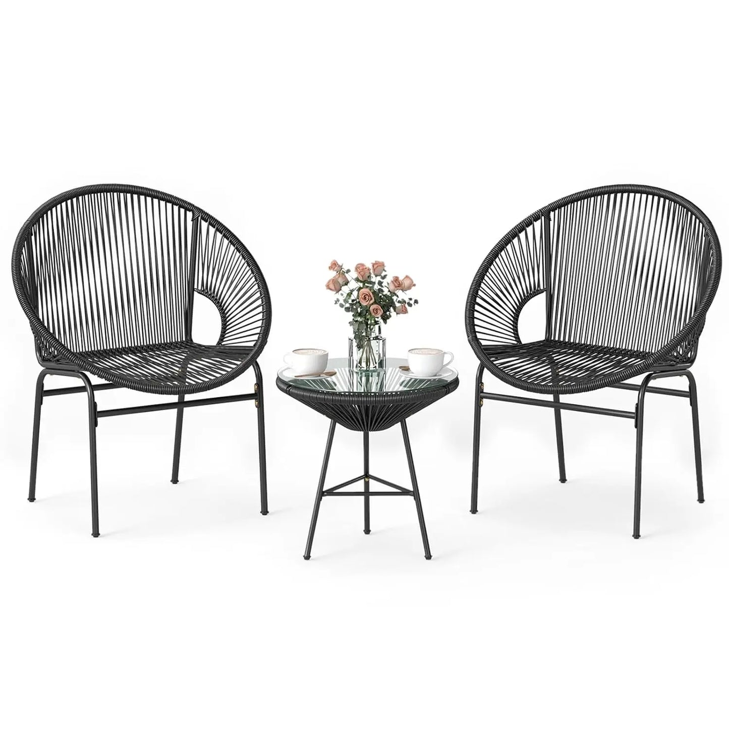 Outdoor Patio Furniture Set Acapulco Chairs With Tempered Glass Table