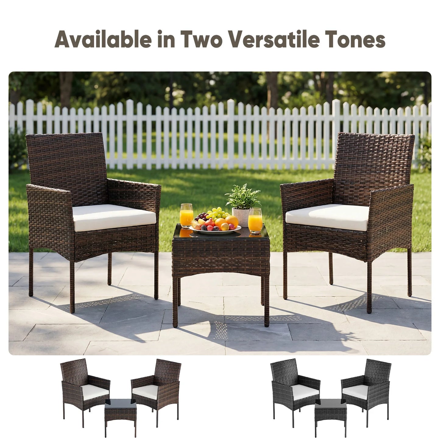 JHK Outdoor Patio Furniture Set All Weather Wicker Bistro