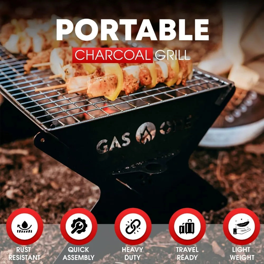 NBVCX Foldable Charcoal Grill Portable Camping Fire Pit Patio