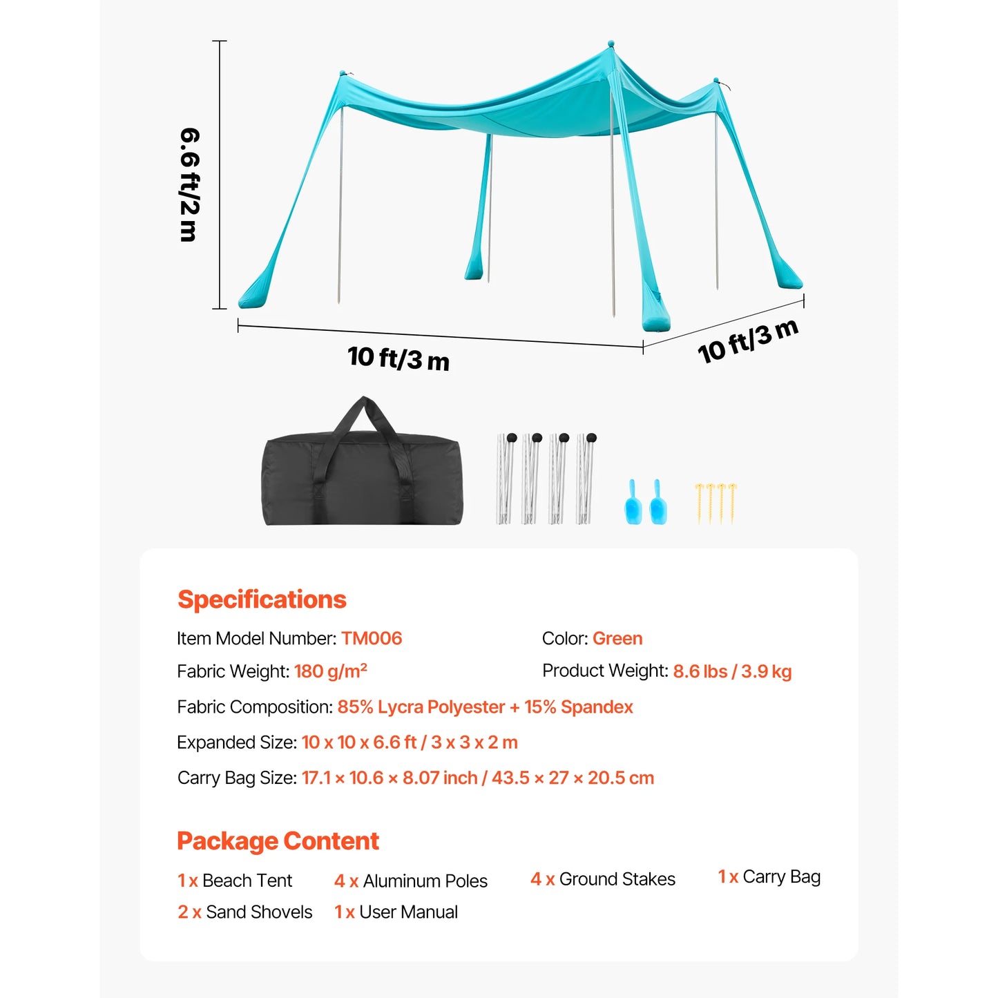 SucceBuy Beach Tent Sun Shelter UPF50+ Sun Protection Easy Pop Up Beach Canopy Portable Shade for Family Outings Camping Fishing