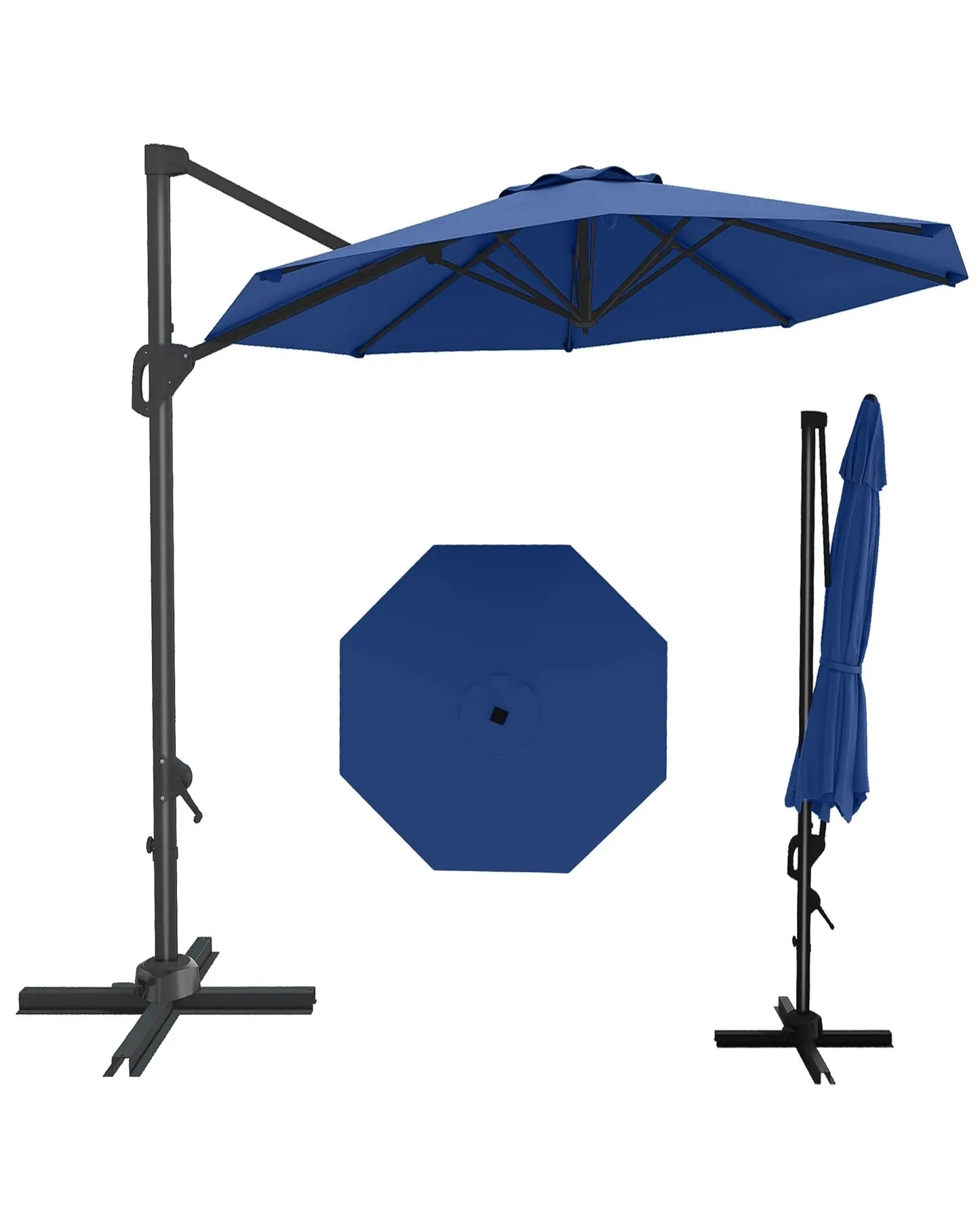 10FT Outdoor Cantilever Umbrella Patio Umbrella Market Sun Shade Windproof Offset Umbrella with 360-Degree Rotation for Garden Pool Deck BackYard and Patio