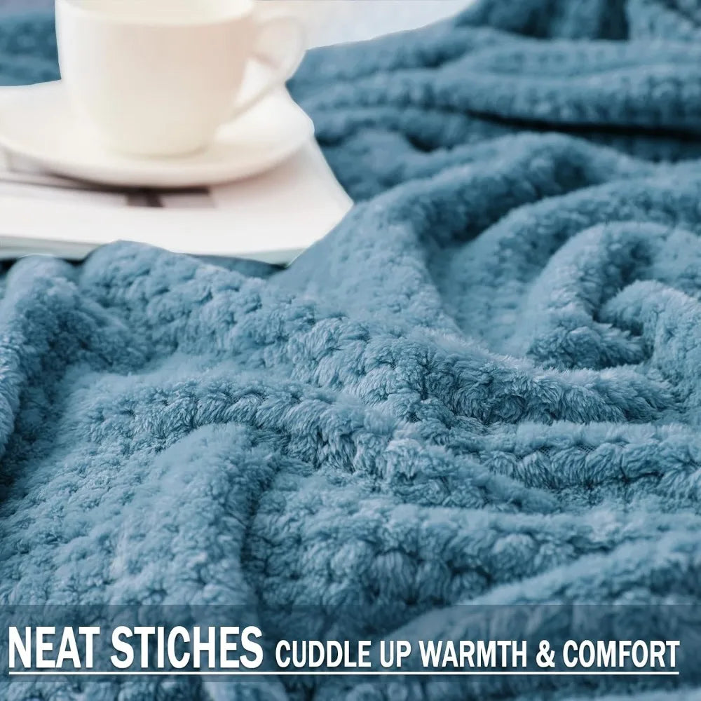 Extra Large Fleece Throw Blanket 50x70 Inches Super Soft Warm Cozy Lightweight Waffle Knit Textured Fuzzy Plush Blanket for Couch Sofa Bed Living Room Lounge Travel Nap Decor Slate BlueThis Ultra Soft and Snuggly