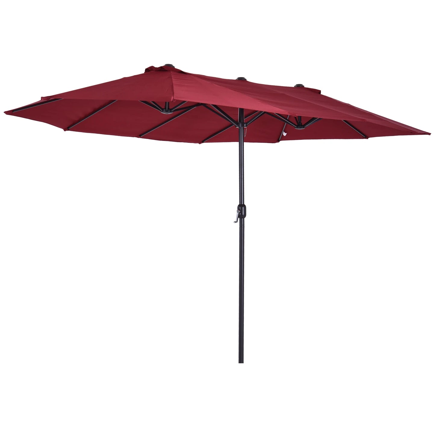 Extra Large 15ft Patio Umbrella, Double-Sided Outdoor Umbrella with Crank Handle and Air Vents for Backyard, Deck, Pool, Market, Red