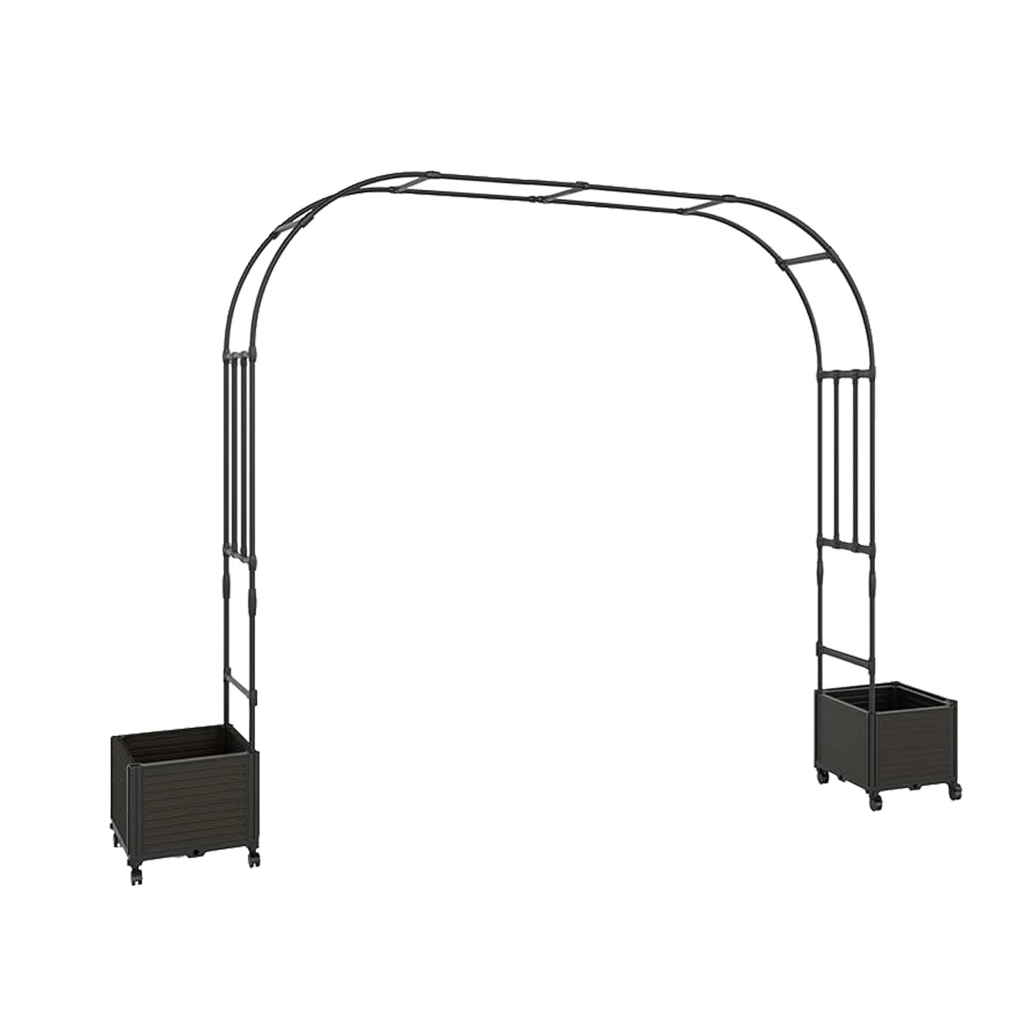 Arch Trellis with Planter Box -Wedding Ceremony Decorations with Wheels, Metal Arch for Garden Arbor Trellis and Climbing Plant