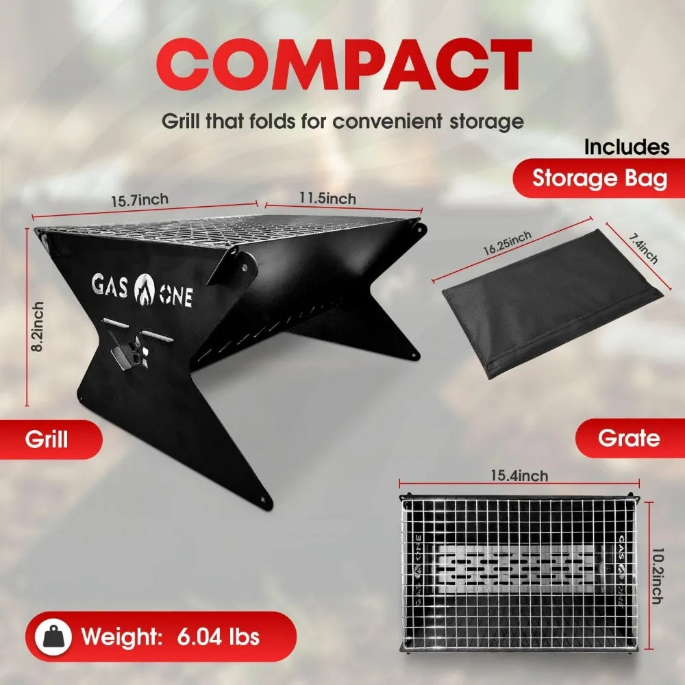 NBVCX Foldable Charcoal Grill Portable Camping Fire Pit Patio
