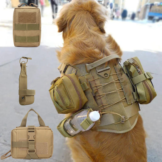 Dog Tactical Bags Set With MOLLE Pouches For Harness Attachments