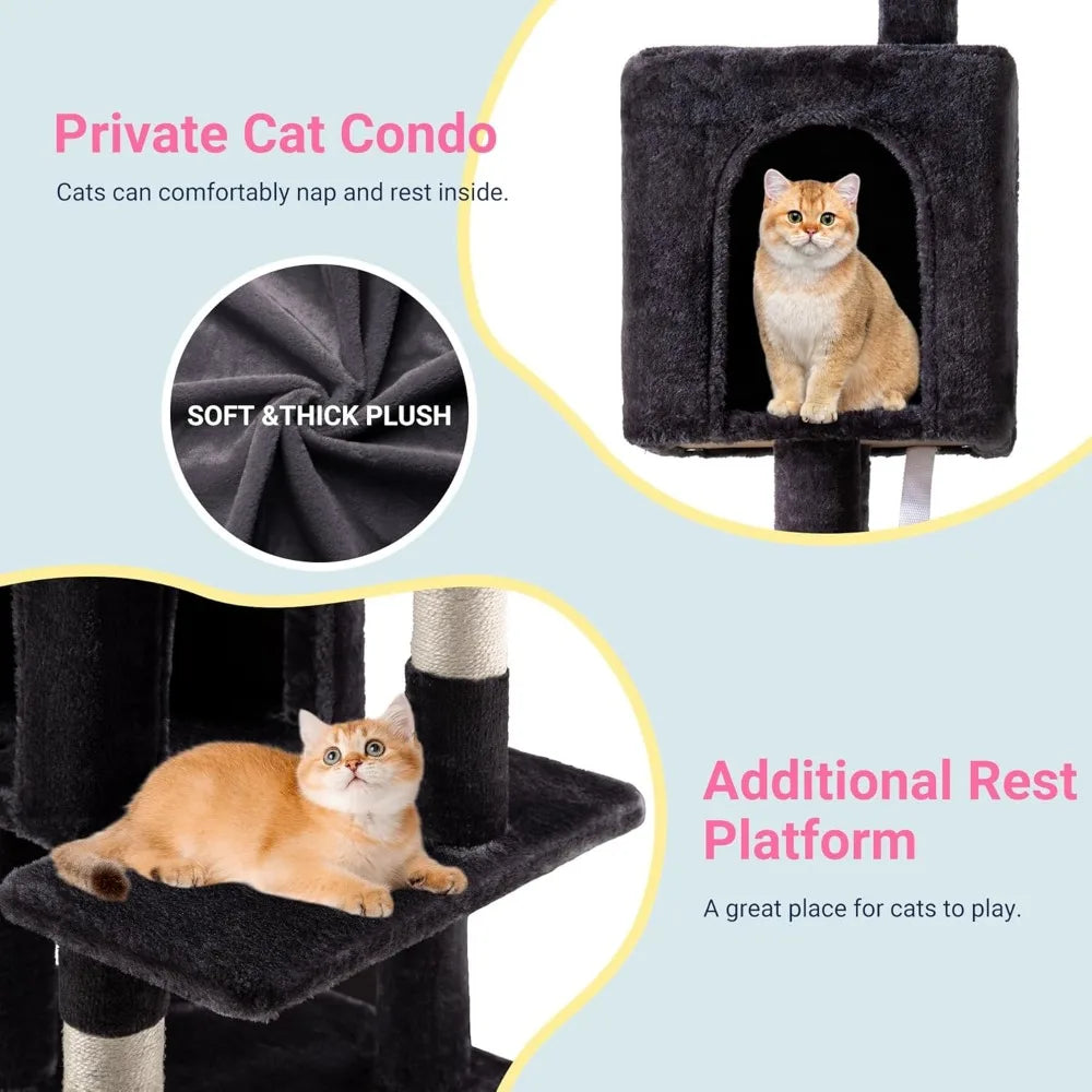 NBVCX Cat Tree Tower With Plush Perches, Condos, Sisal Scratching Posts