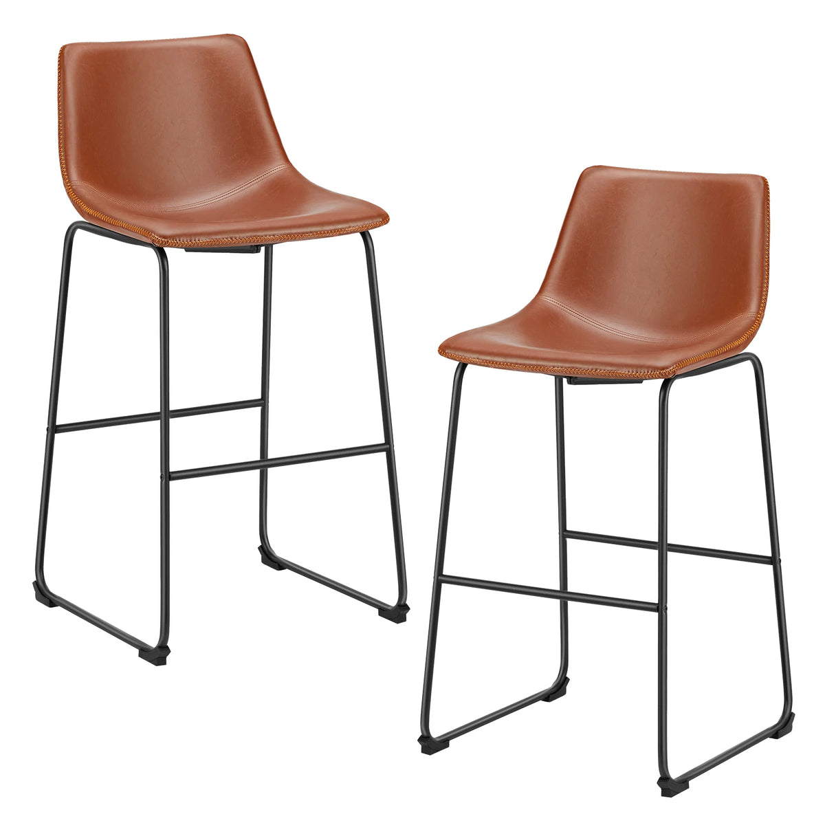 JHK Modern Armless Faux Leather Counter Height Bar Stools