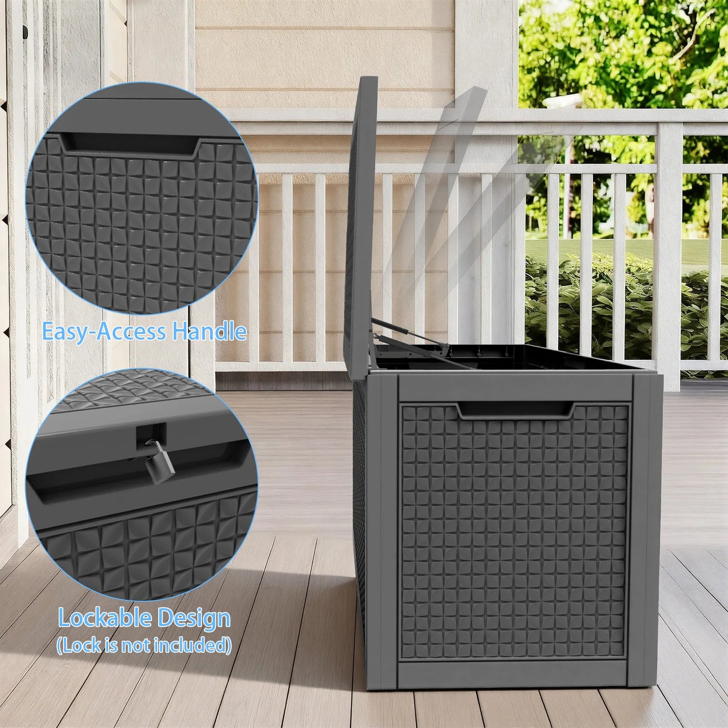 Lockable Resin Deck Box For Patio Furniture And Tools Storage