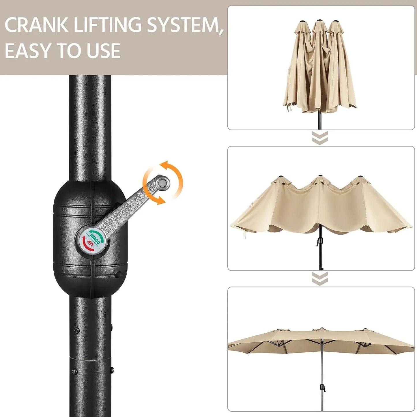 Double Sided Twin Patio Market Umbrella With Base Included