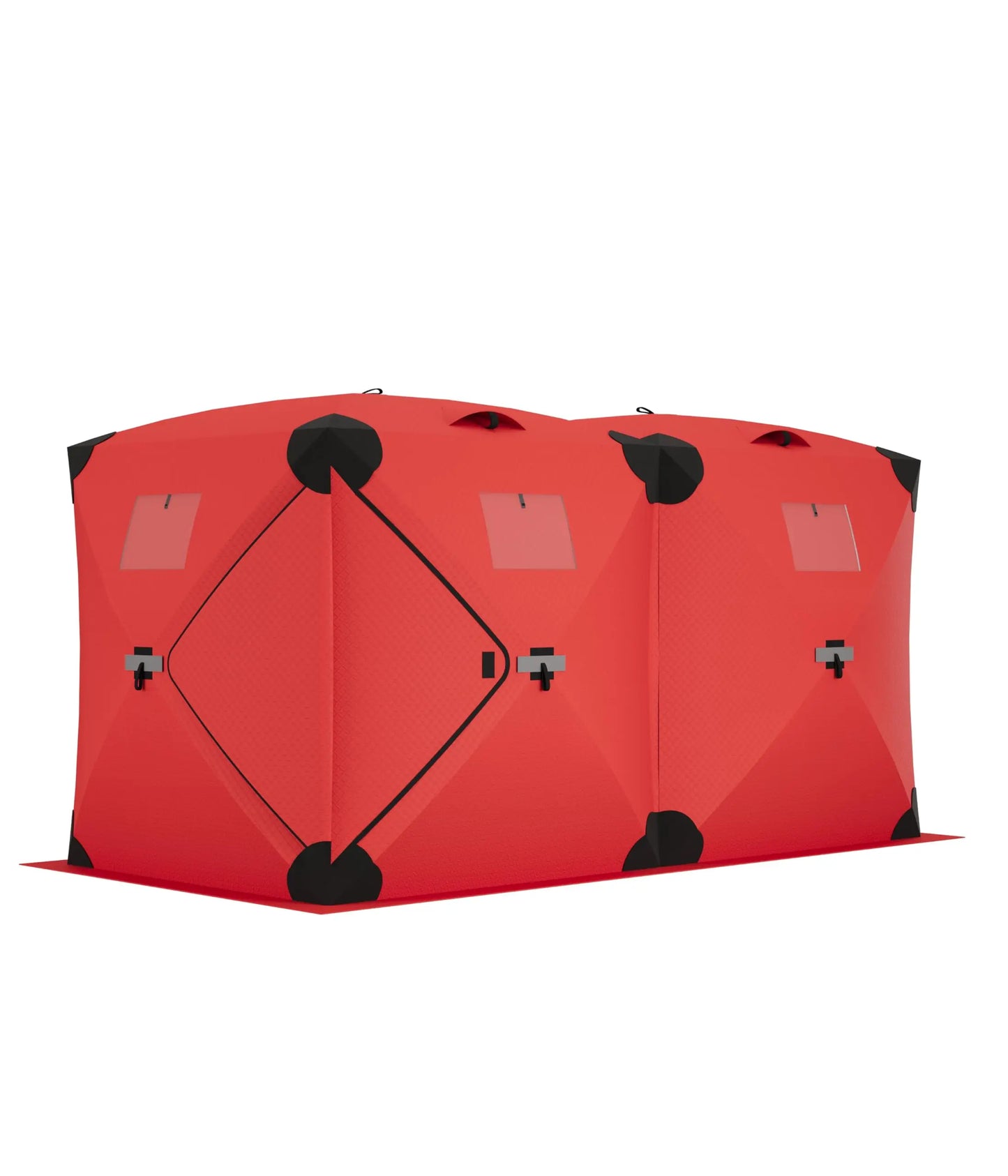 Pop Up Ice Fishing Tent Insulated Ice Fishing Shelter Portable Hub-Style Shelter Shanty Windproof and Warm, Multiple Sizes for 3-4 Person, Red, 6x6x6.6 Ft