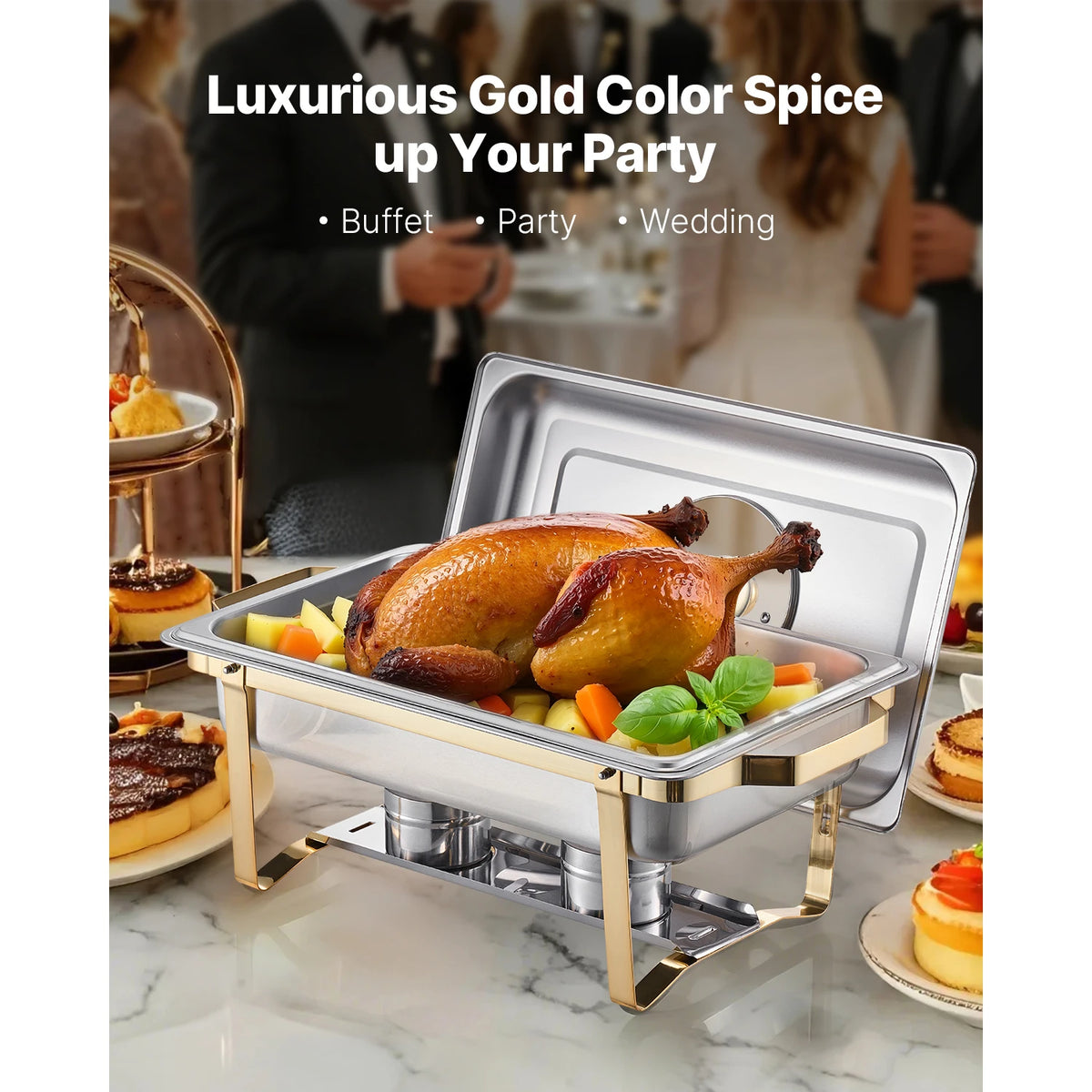 SucceBuy Stainless Steel Chafing Dish Buffet Set With Food Pans