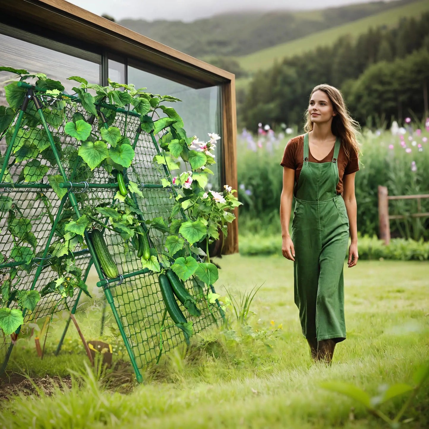 HiMISS Raised Bed Trellis A-Frame Garden Netting for Climbing Vegetables