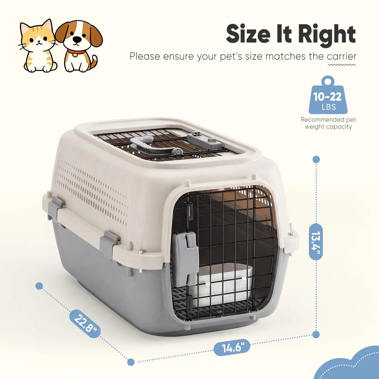 JHK Pet Carrier For Small Dogs Cats Top Load WireDoor