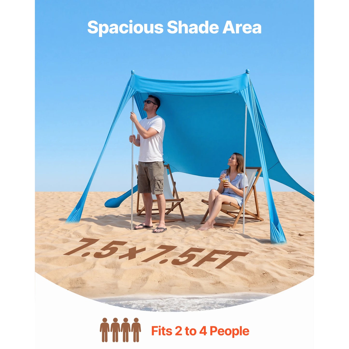 SucceBuy Beach Tent Sun Shelter UPF50+ Sun Protection Easy Pop Up Beach Canopy Portable Shade for Family Outings Camping Fishing