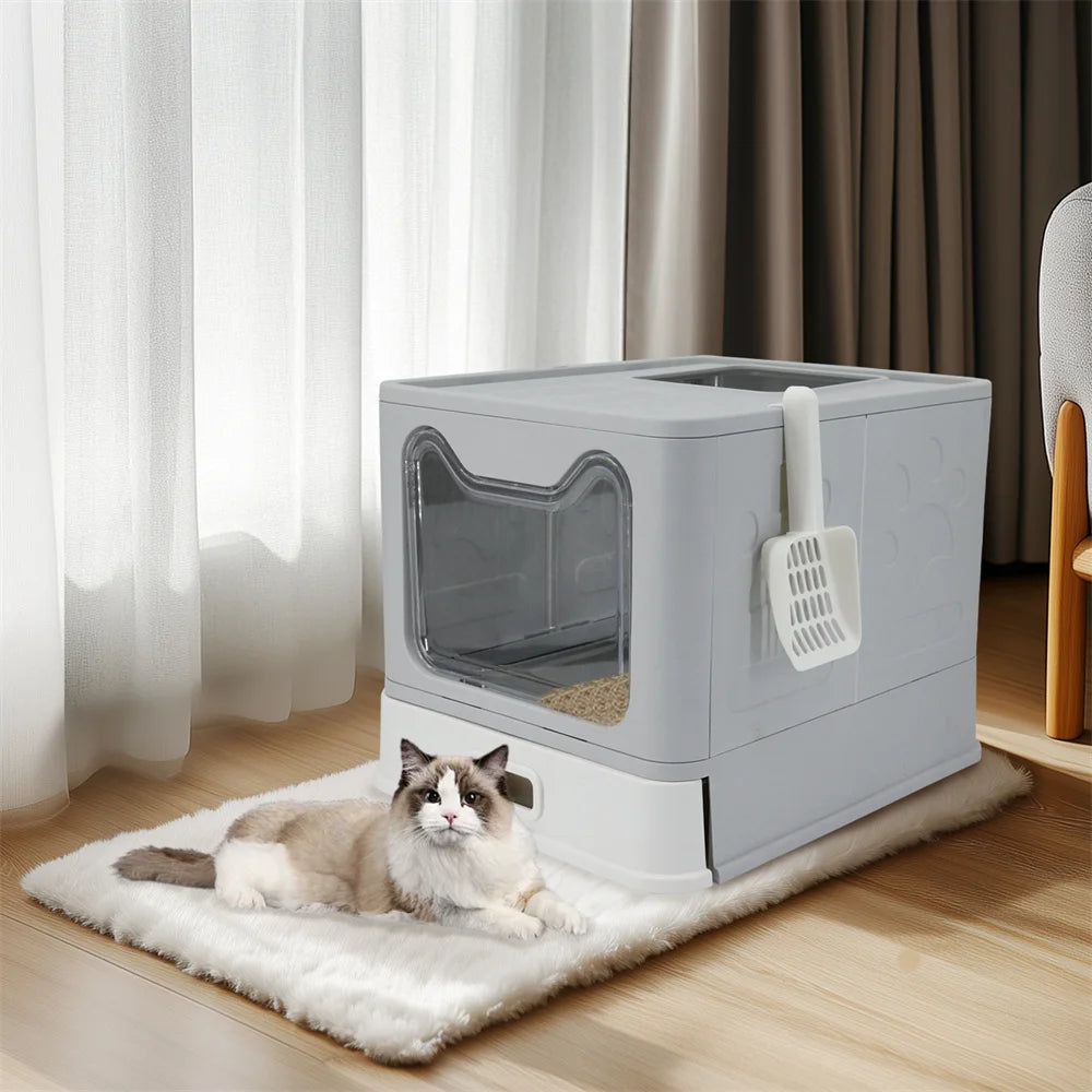 Enclosed Stainless Steel Cat Litter Box With Lid High Sided