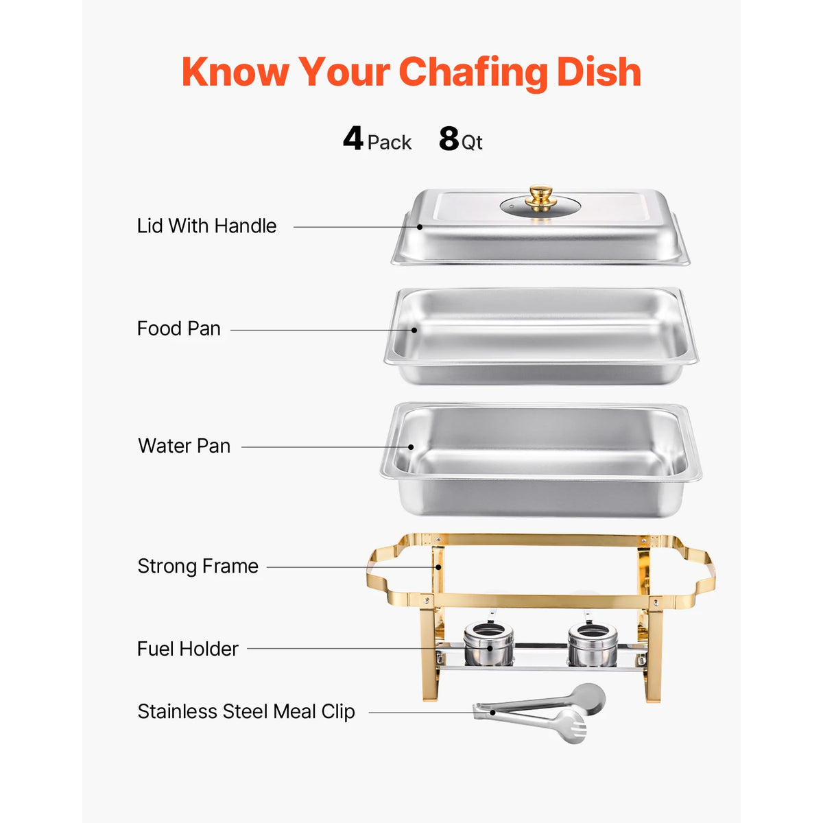 SucceBuy Stainless Steel Chafing Dish Buffet Set With Food Pans