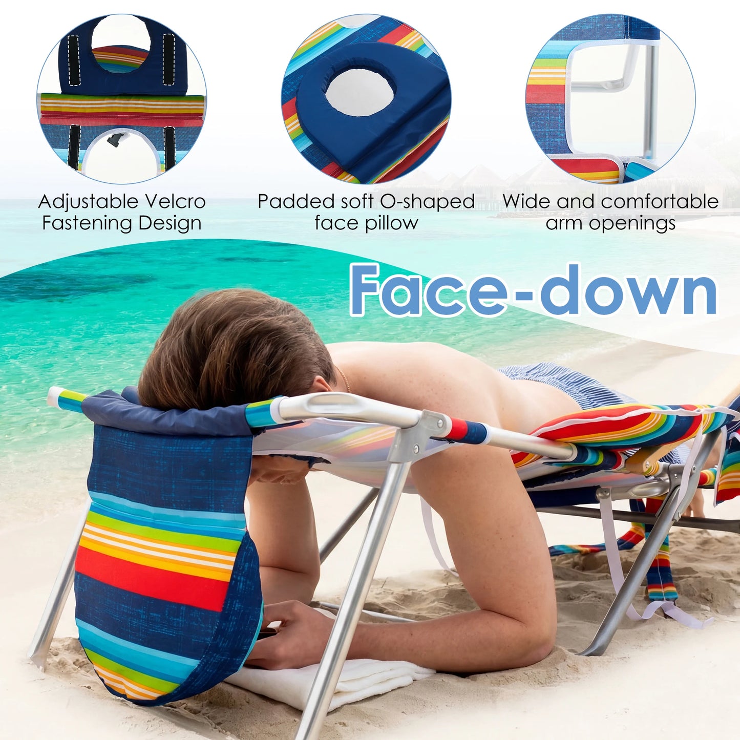 TCGBKAF Backpack Beach Chair Folding Tanning Lounge With Footrest