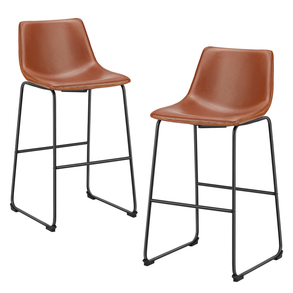 JHK Modern Armless Faux Leather Counter Height Bar Stools