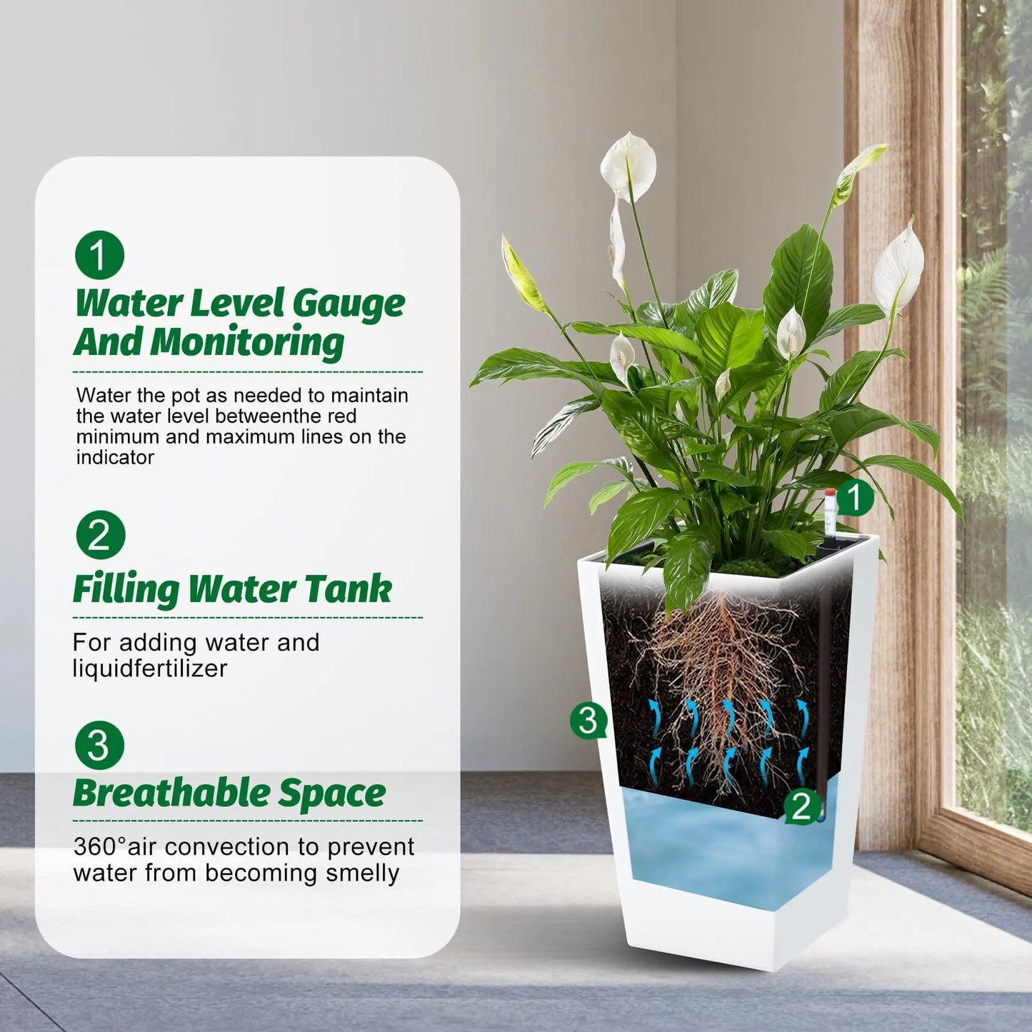 HiMISS Self Watering Planter Set of 2 for Indoor Outdoor