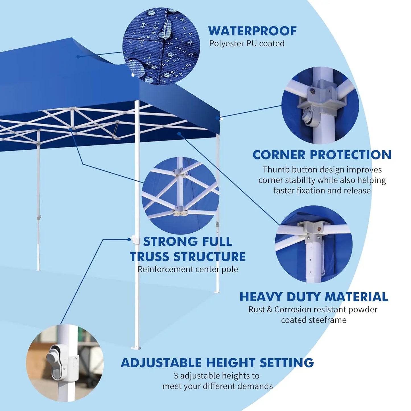 Pop Up Canopy Tent Heavy Duty Portable Outdoor Commercial Shelter