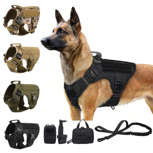Tactical Dog Harness With Molle Pouches For Medium To Large German Shepherds
