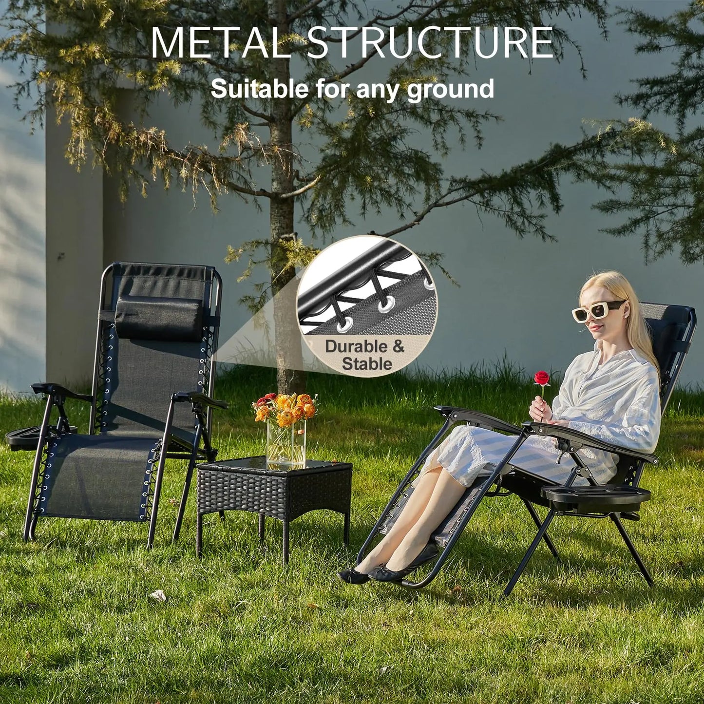 JHK Zero Gravity Recliner With Cup Holder Trays Pillow