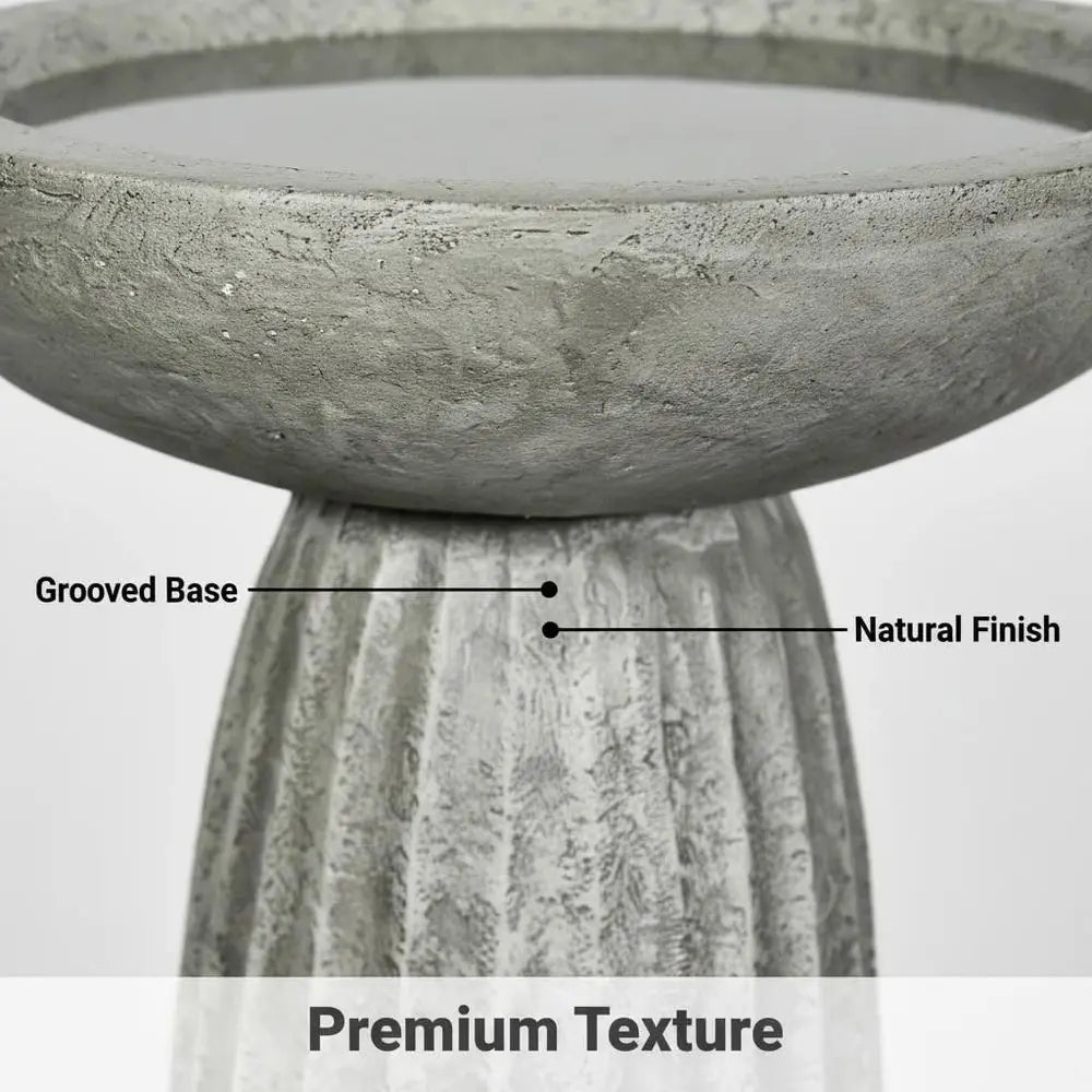 Fiber Reinforced Concrete Bird Bath With Textured Pedestal Outdoor Decor