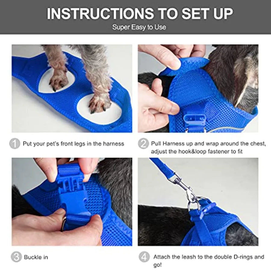 Comfy Dog Harness With Leash Escape Proof Breathable Mesh Vest