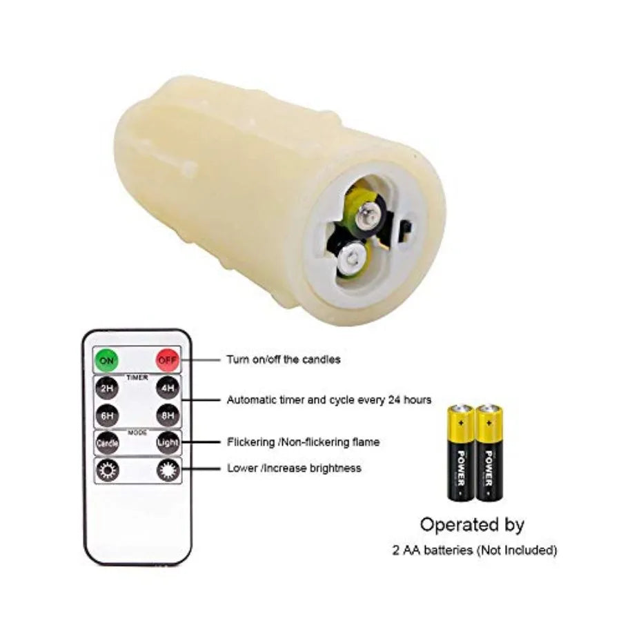 Flameless Flickering LED Real Wax Pillar Candles Set Of 9 With Remote And Timer