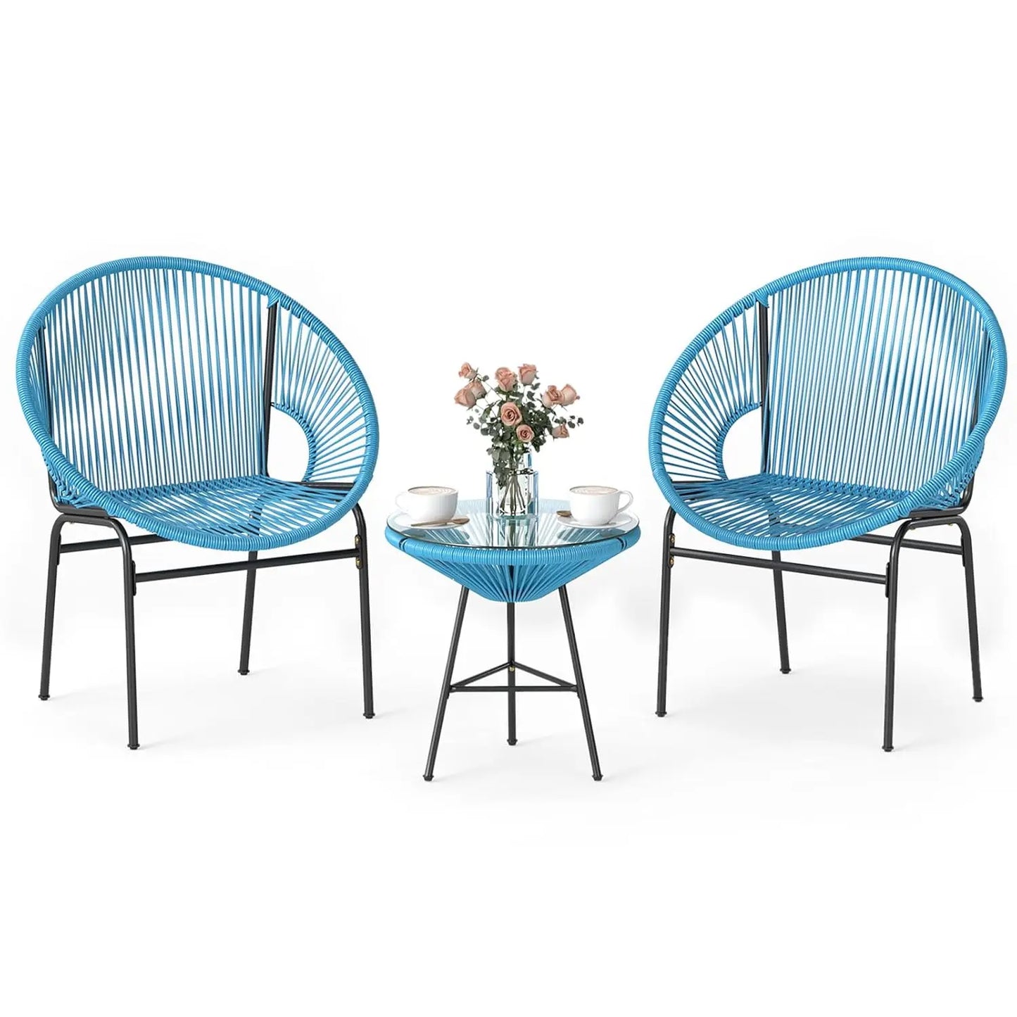 Outdoor Patio Furniture Set Acapulco Chairs With Tempered Glass Table