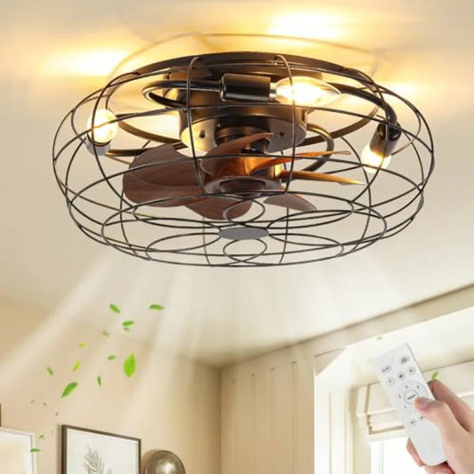 Outdoor Ceiling Fan With Lights And Remote Flush Mount Rustic