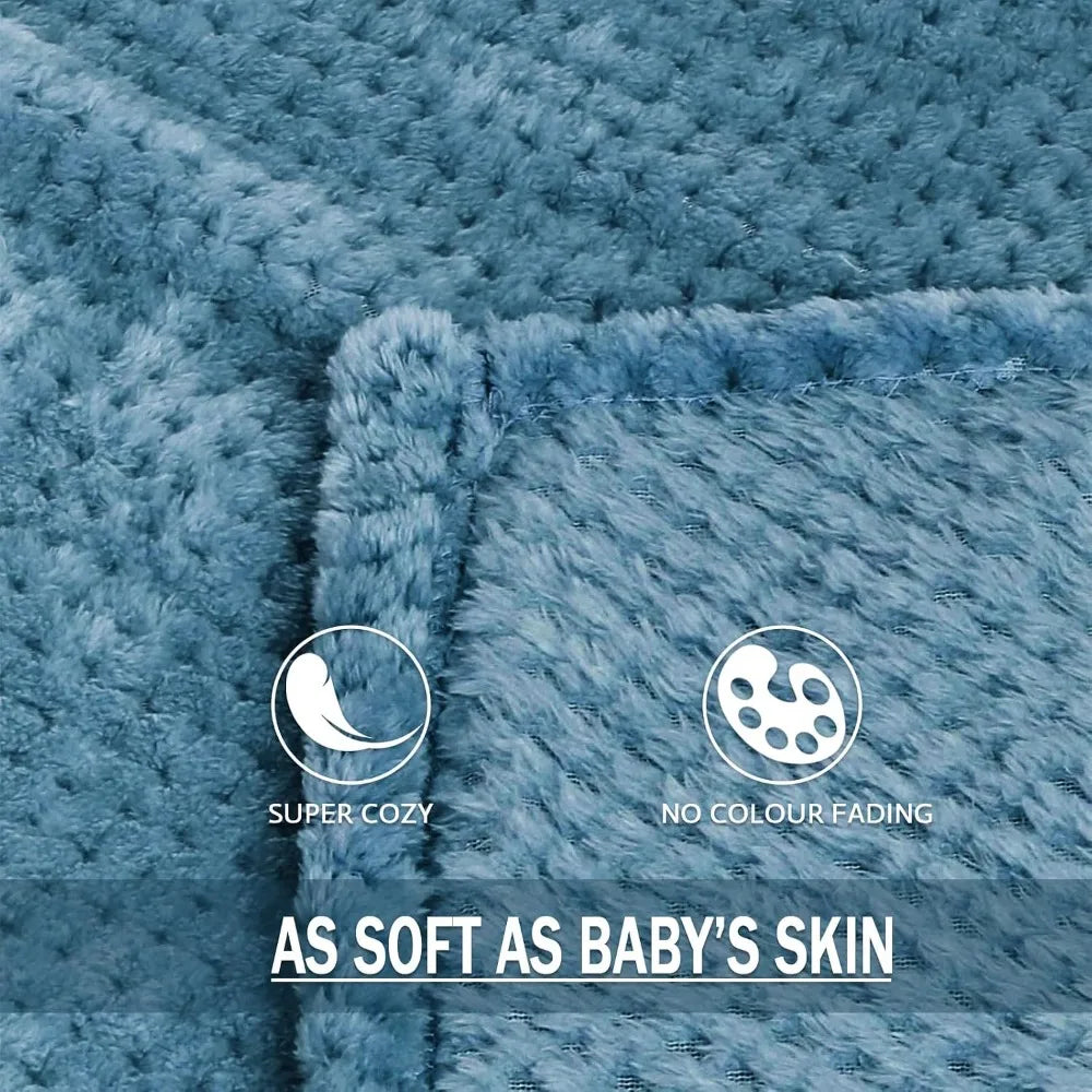Extra Large Fleece Throw Blanket 50x70 Inches Super Soft Warm Cozy Lightweight Waffle Knit Textured Fuzzy Plush Blanket for Couch Sofa Bed Living Room Lounge Travel Nap Decor Slate BlueThis Ultra Soft and Snuggly