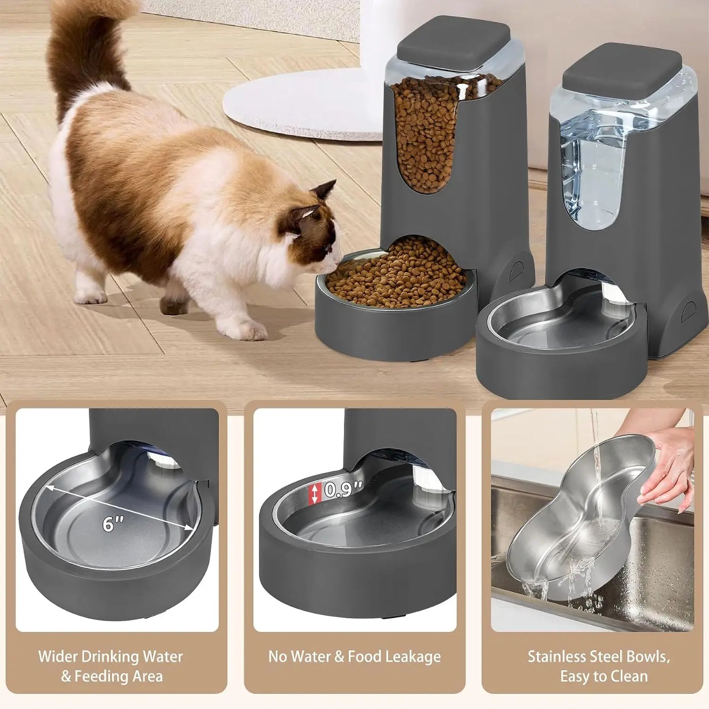 2 Pack Automatic Cat Feeder And Water Dispenser For Pets